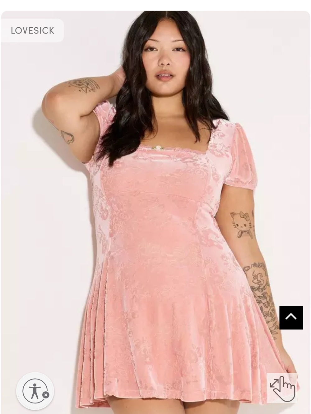NWT Torrid LoveSick Pink Velvet Burnout Puff Sleeve Mini Dress 1X 14/16